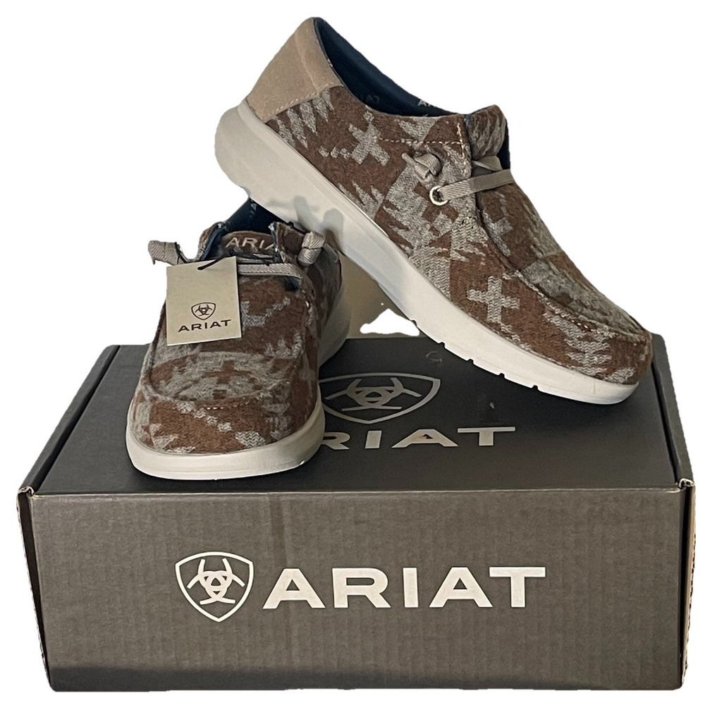 Ariat Hilo Men's 8 EE Wide Tan Aztec‎ Stretch Lace Shoes NIB 10046909
